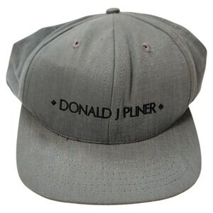 Donald J Pliner Snapback Cap Gray Black Embroidered Logo Made in USA Vintage